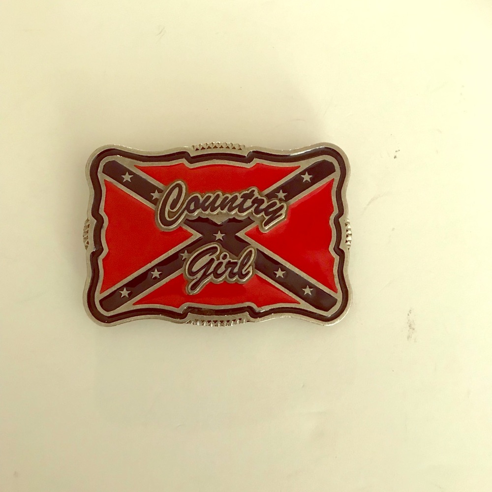 Rebel flag belt buckle country girl